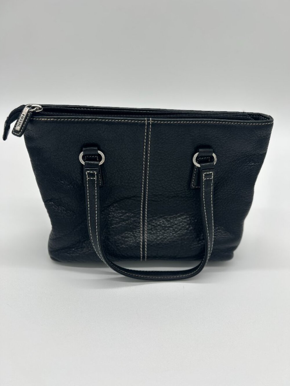 Fossil Black Leather Bag 75082 Handbag Small Purse Vintage - No Shoulder Strap
